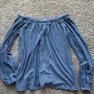Blue Off-the-shoulder Long Sleeve